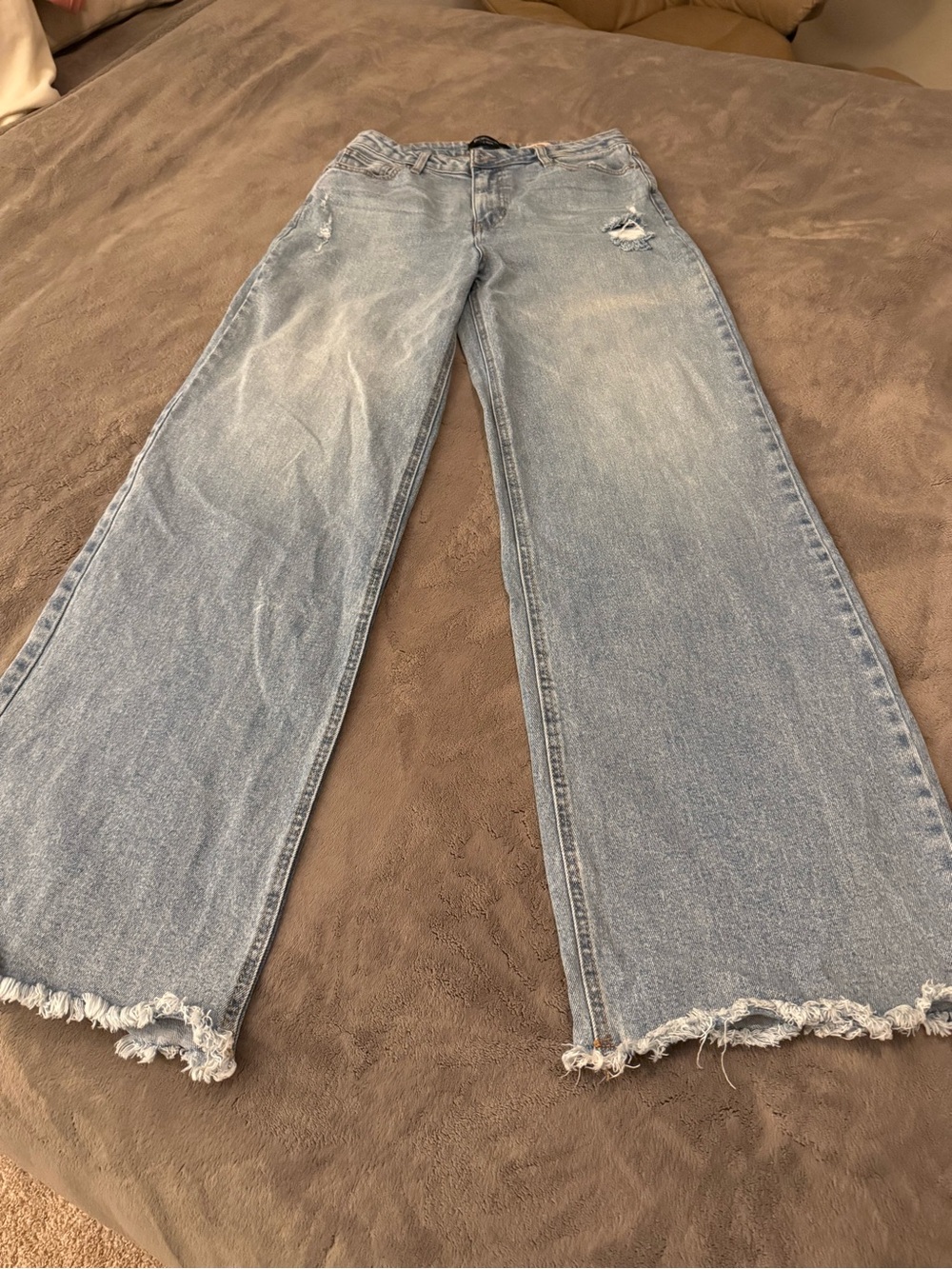 BCBGeneration Light Blue Wide-Leg Distressed Jeans